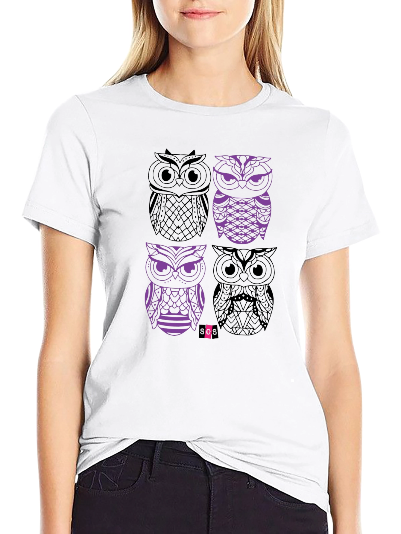 Owl Graphic Print Mens Black T-Shirt