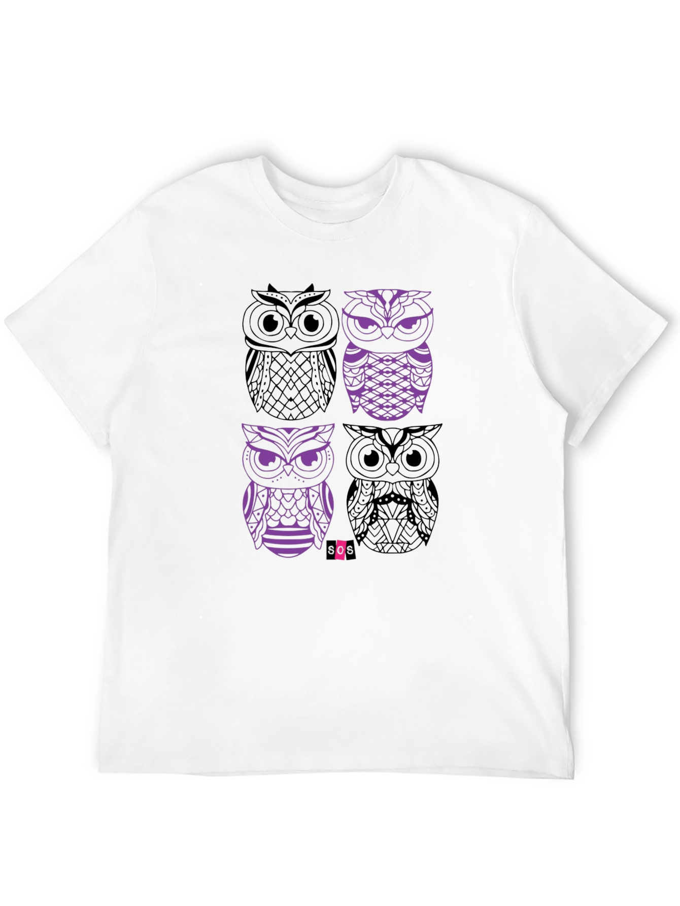 Owl Graphic Print Mens Black T-Shirt