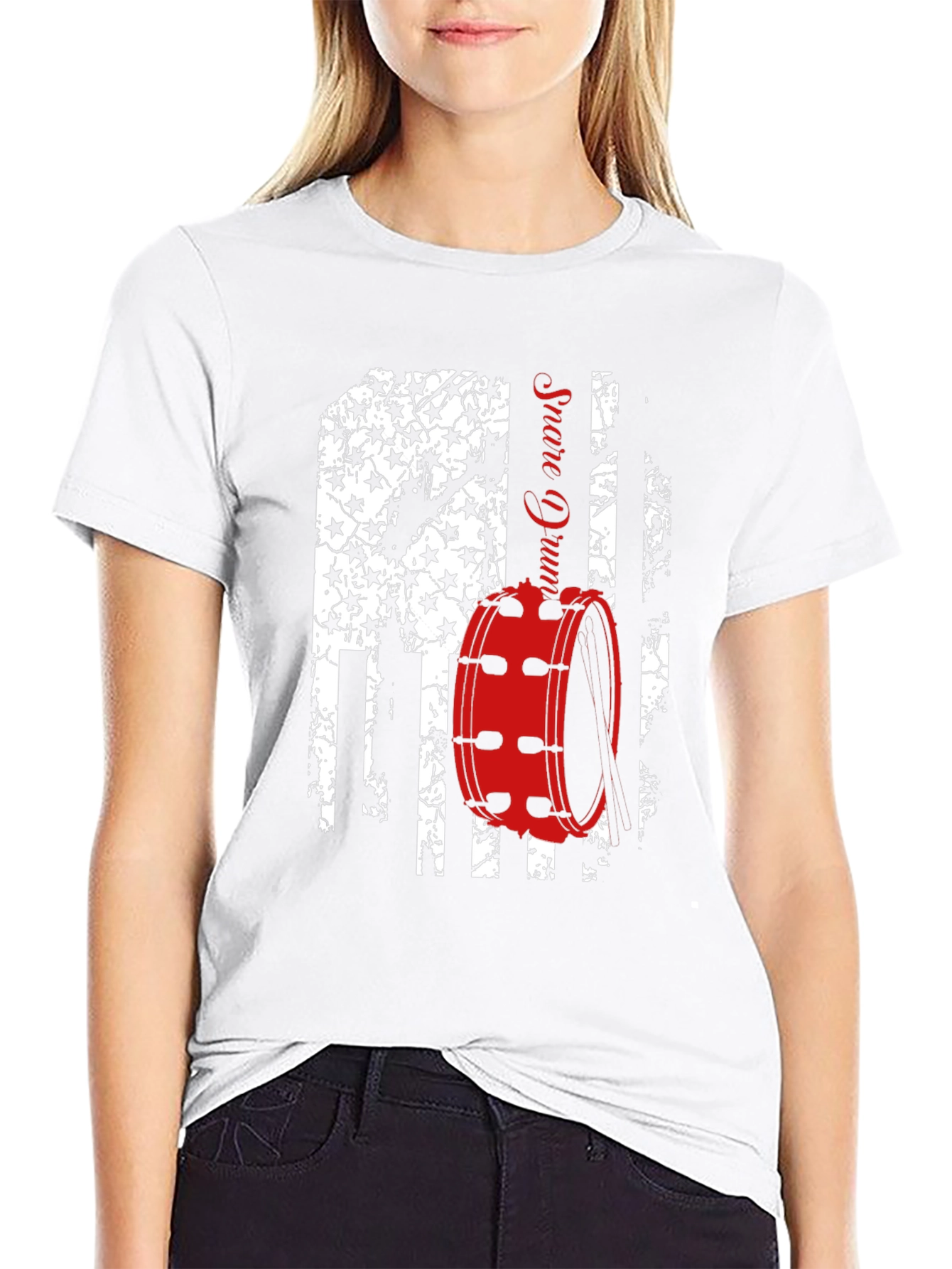 Patriotic Drummer T-Shirt - USA Flag Snare Drum Design