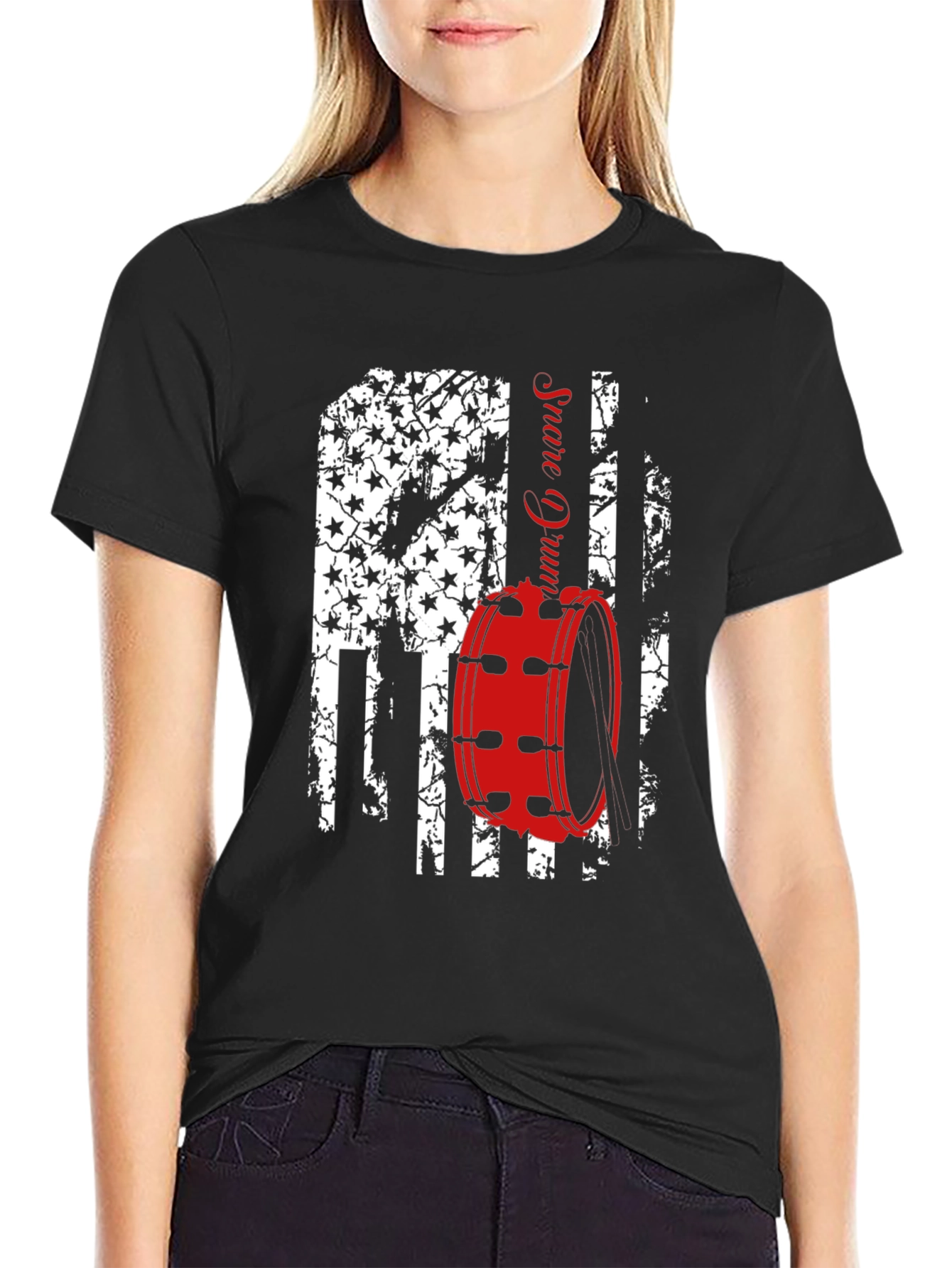 Patriotic Drummer T-Shirt - USA Flag Snare Drum Design