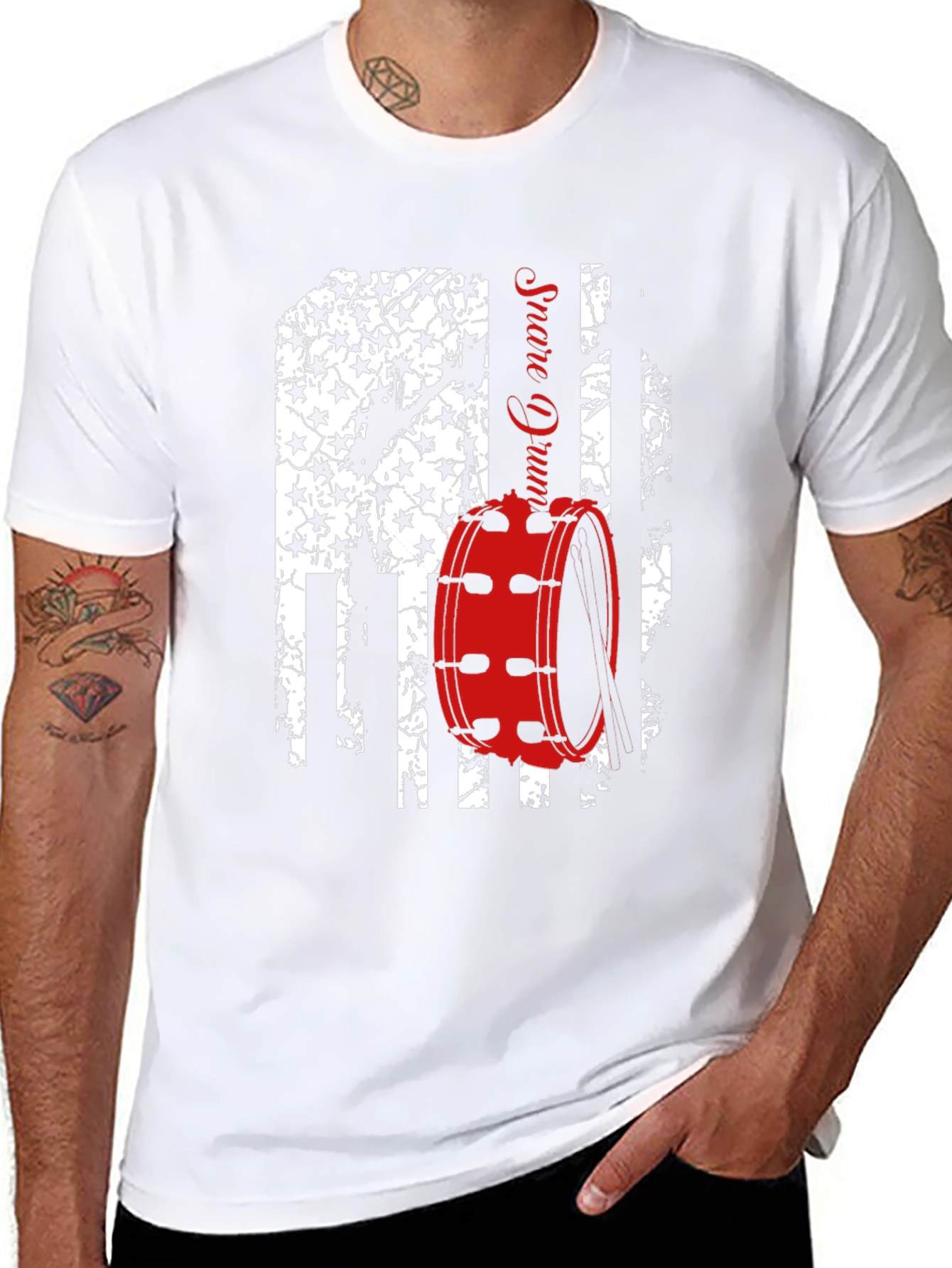 Patriotic Drummer T-Shirt - USA Flag Snare Drum Design