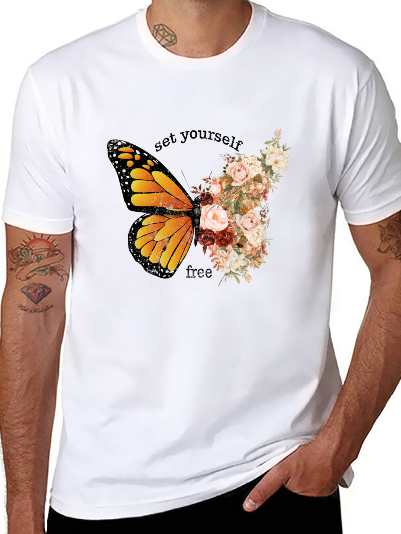 Butterfly Floral Graphic T-Shirt