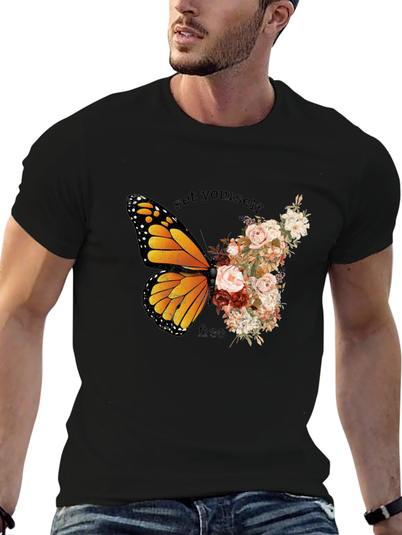 Butterfly Floral Graphic T-Shirt