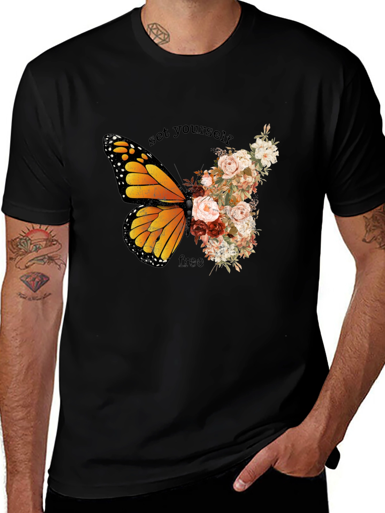Butterfly Floral Graphic T-Shirt