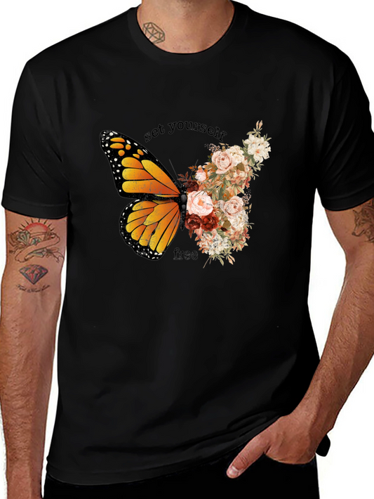 Butterfly Floral Graphic T-Shirt
