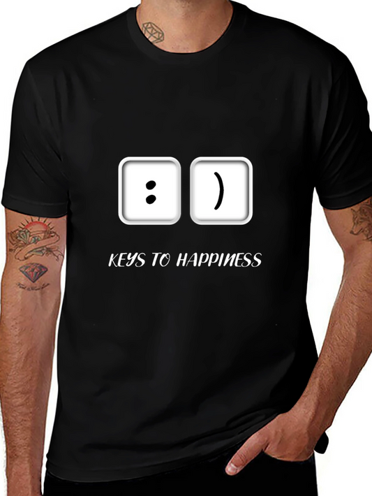 Keys to Happiness T-Shirt - Emoticon Style