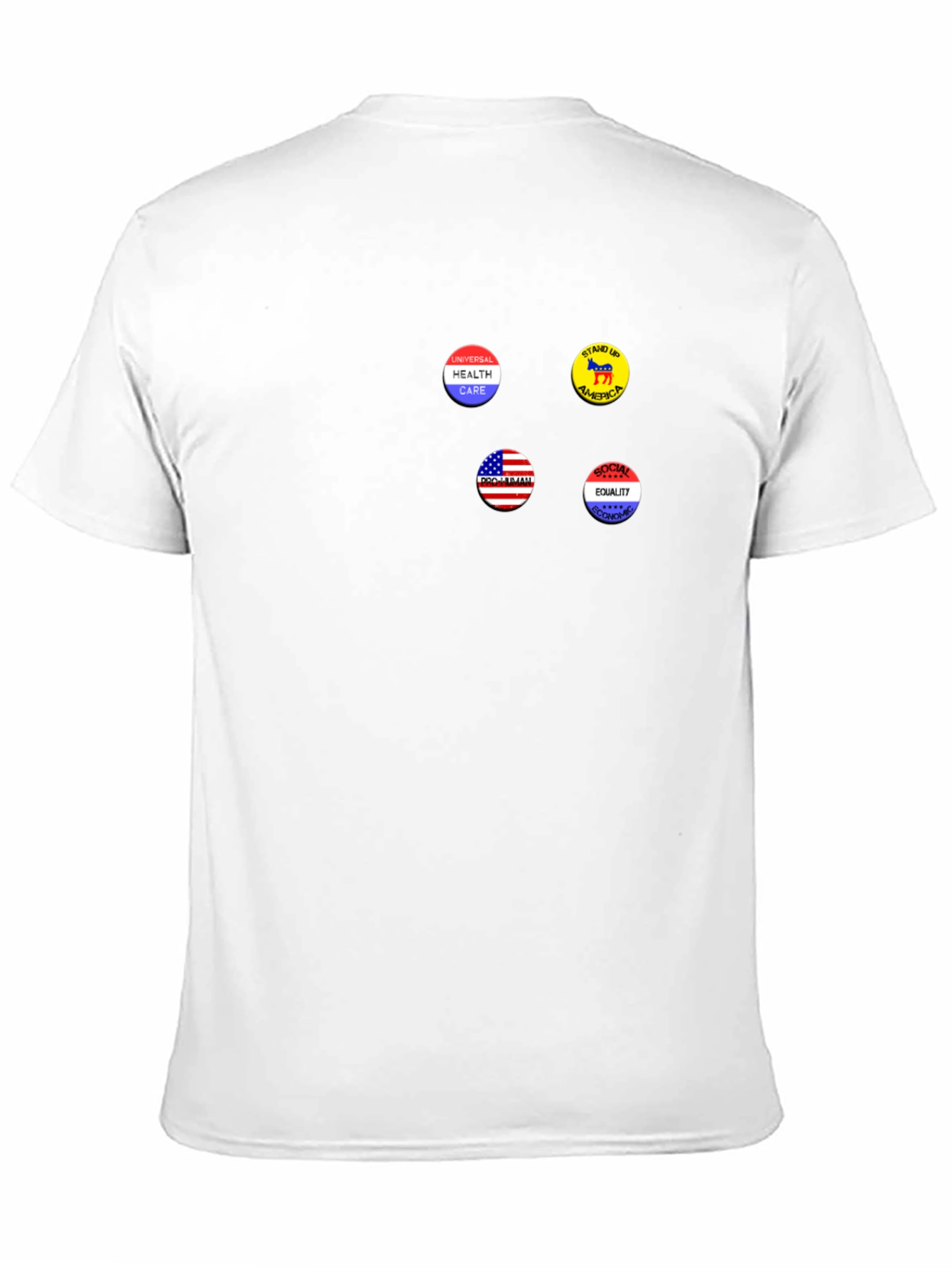 Political Statement T-Shirt with Democrat Pin Buttons