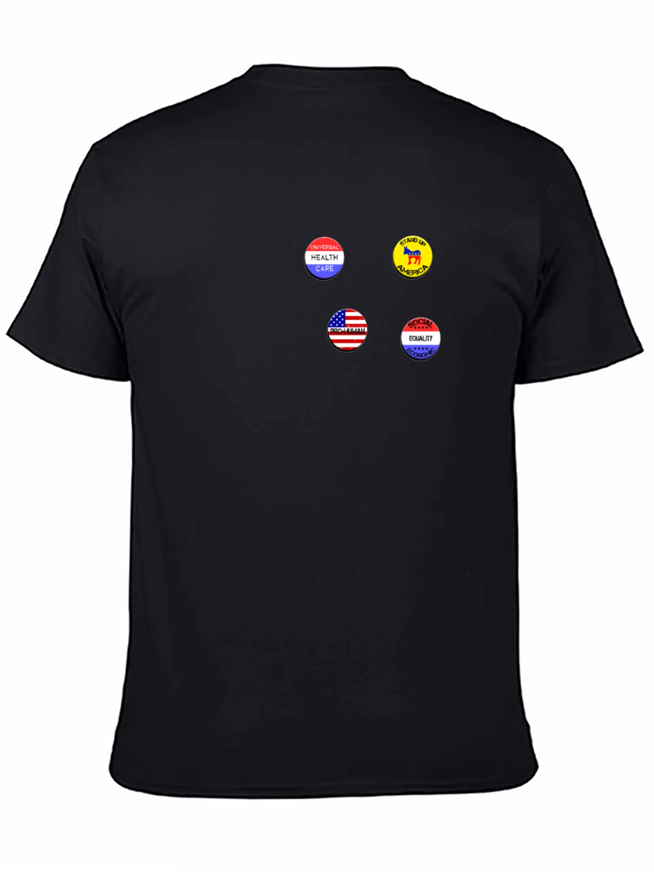 Political Statement T-Shirt with Democrat Pin Buttons