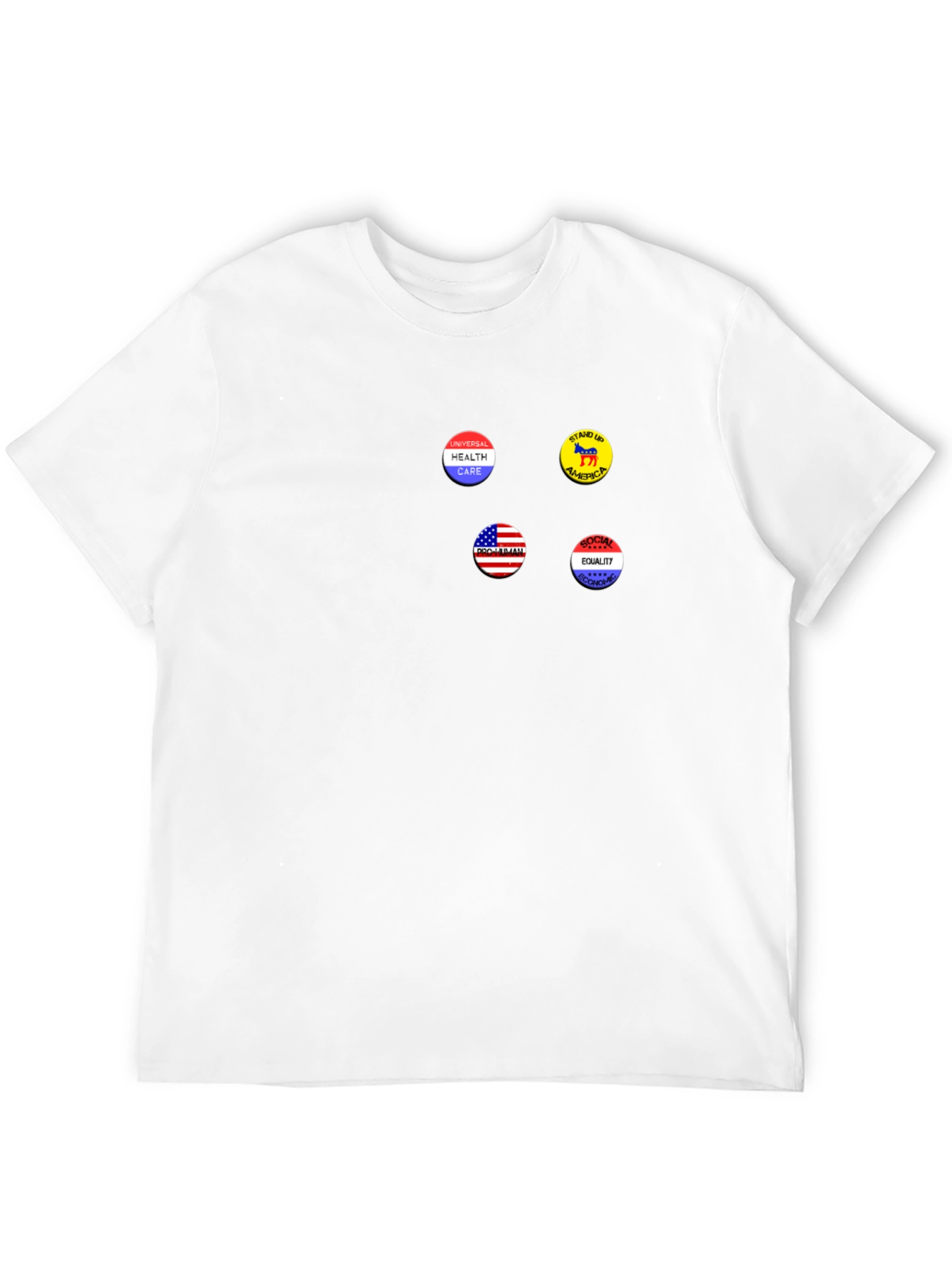 Political Statement T-Shirt with Democrat Pin Buttons
