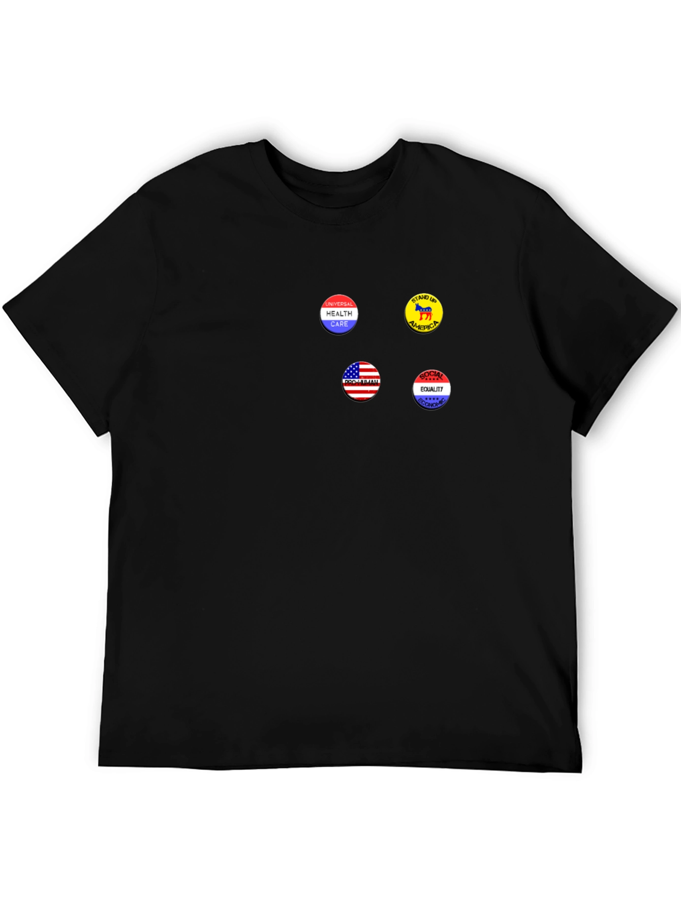 Political Statement T-Shirt with Democrat Pin Buttons