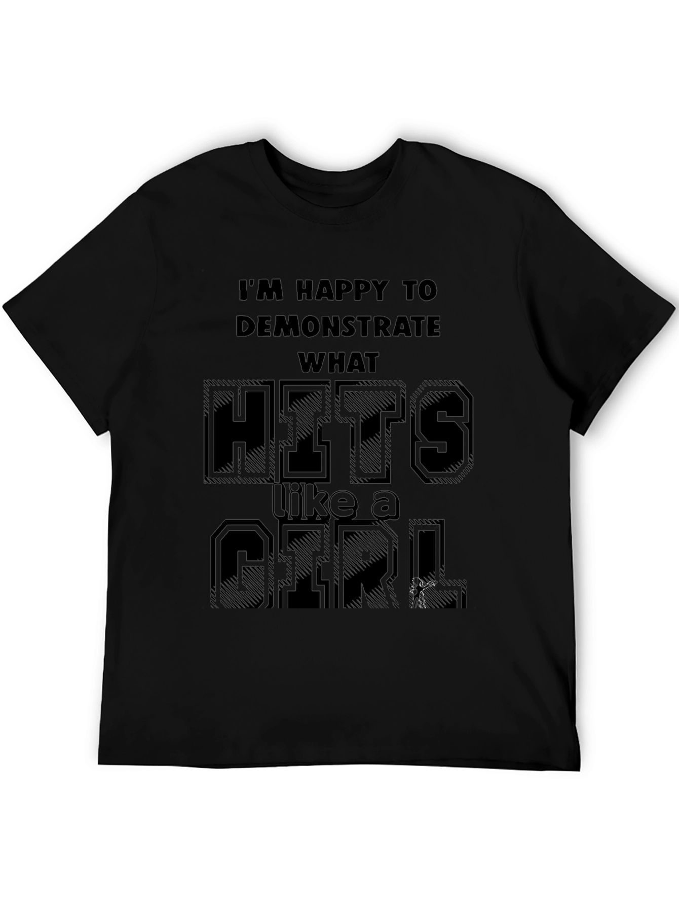 Hits Like a Girl Black Graphic T-Shirt