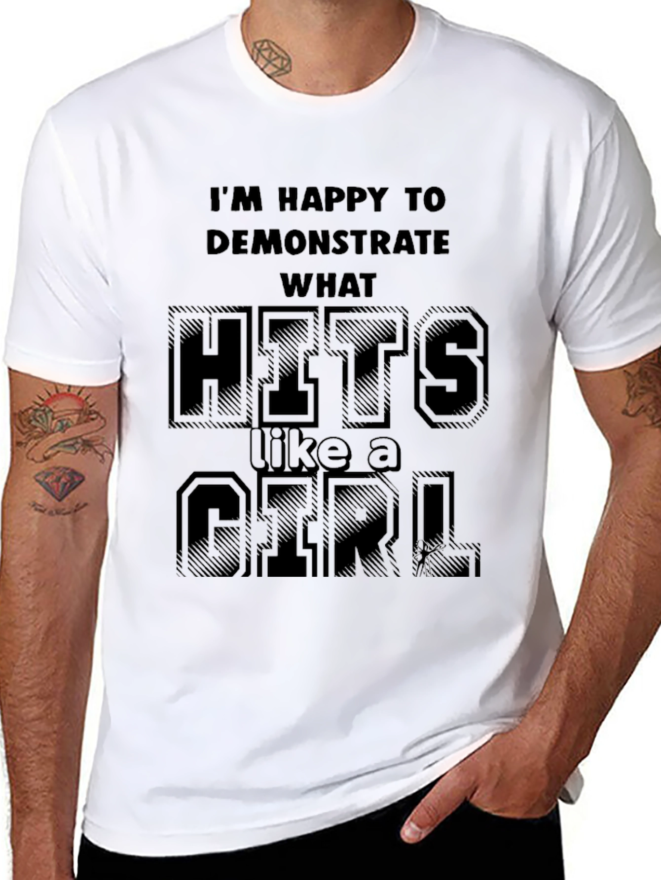 Hits Like a Girl Black Graphic T-Shirt