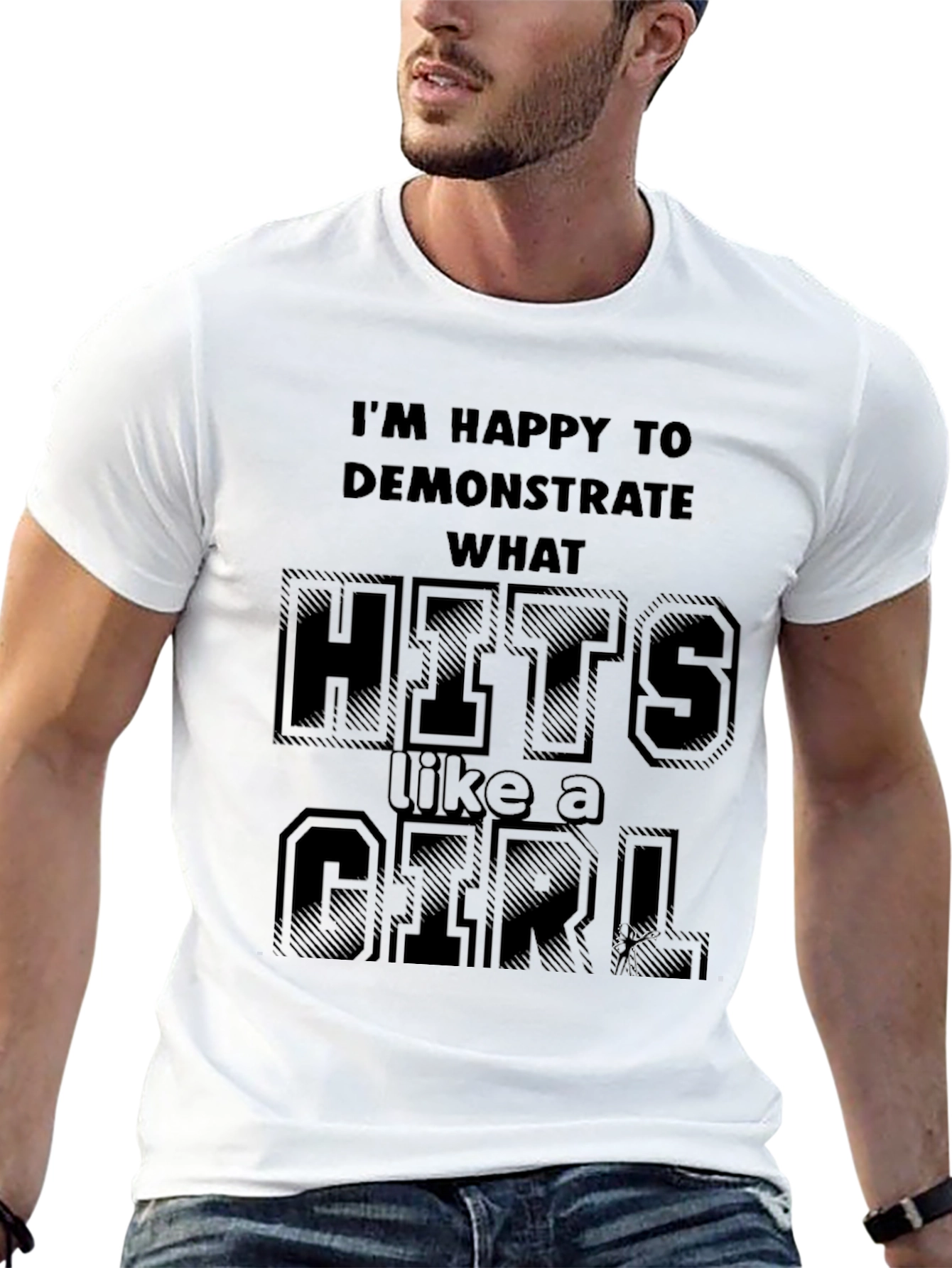 Hits Like a Girl Black Graphic T-Shirt