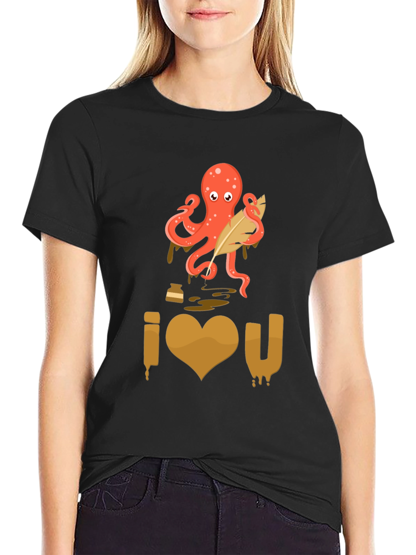 I Heart U Octopus Writer T-Shirt