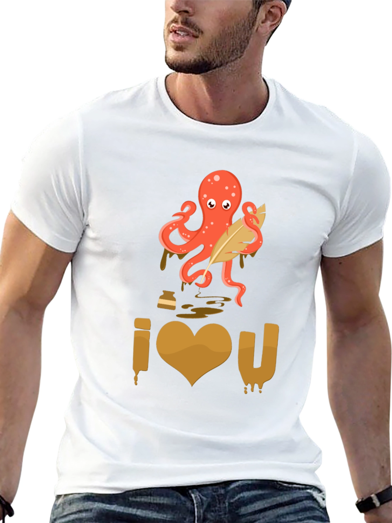 I Heart U Octopus Writer T-Shirt