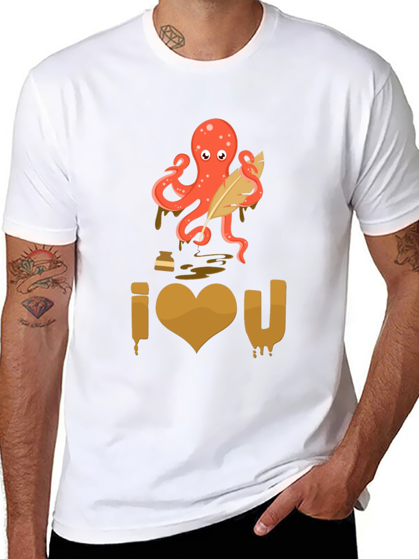 I Heart U Octopus Writer T-Shirt