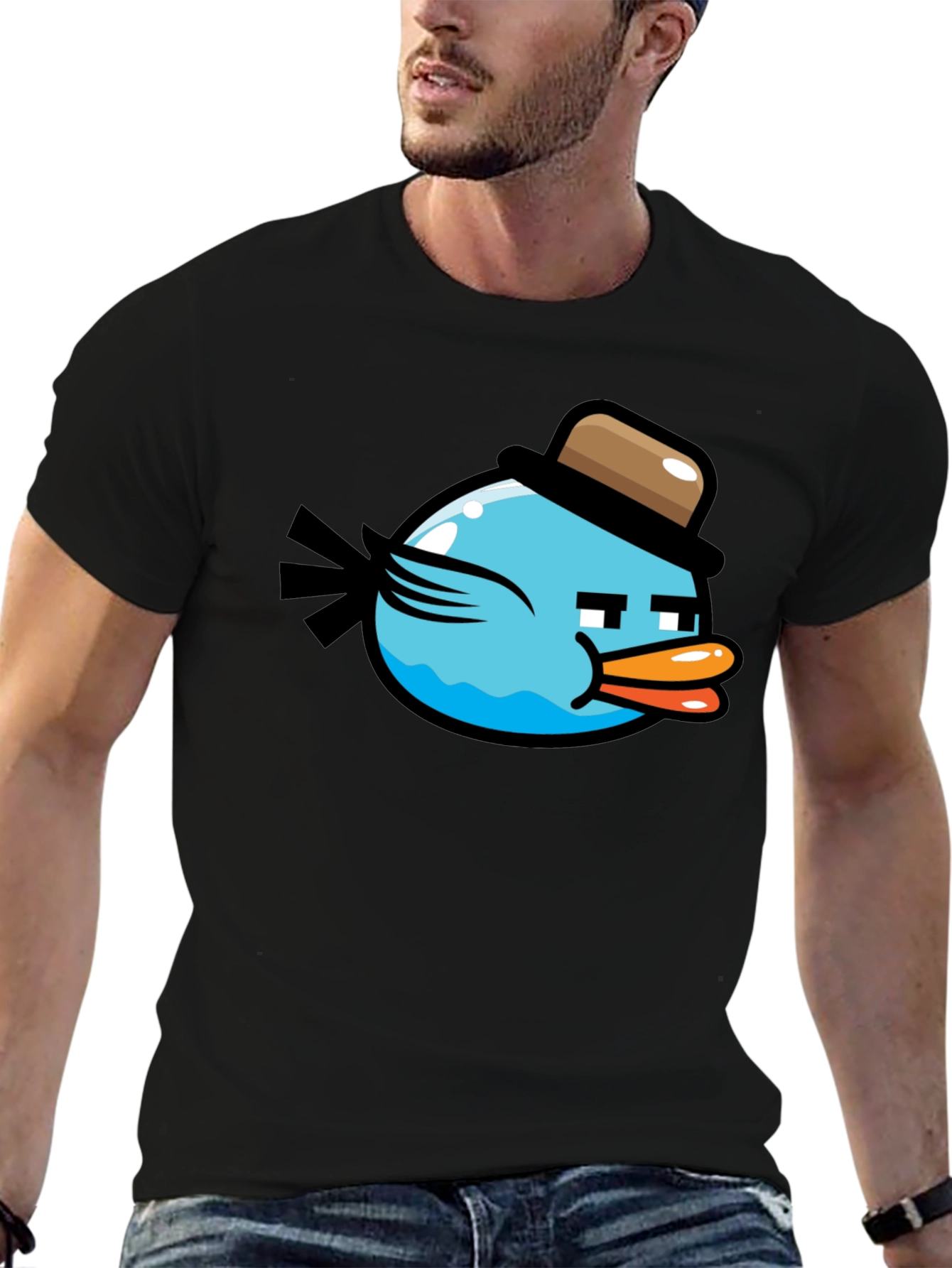 Funny Blue Bird Graphic T-Shirt