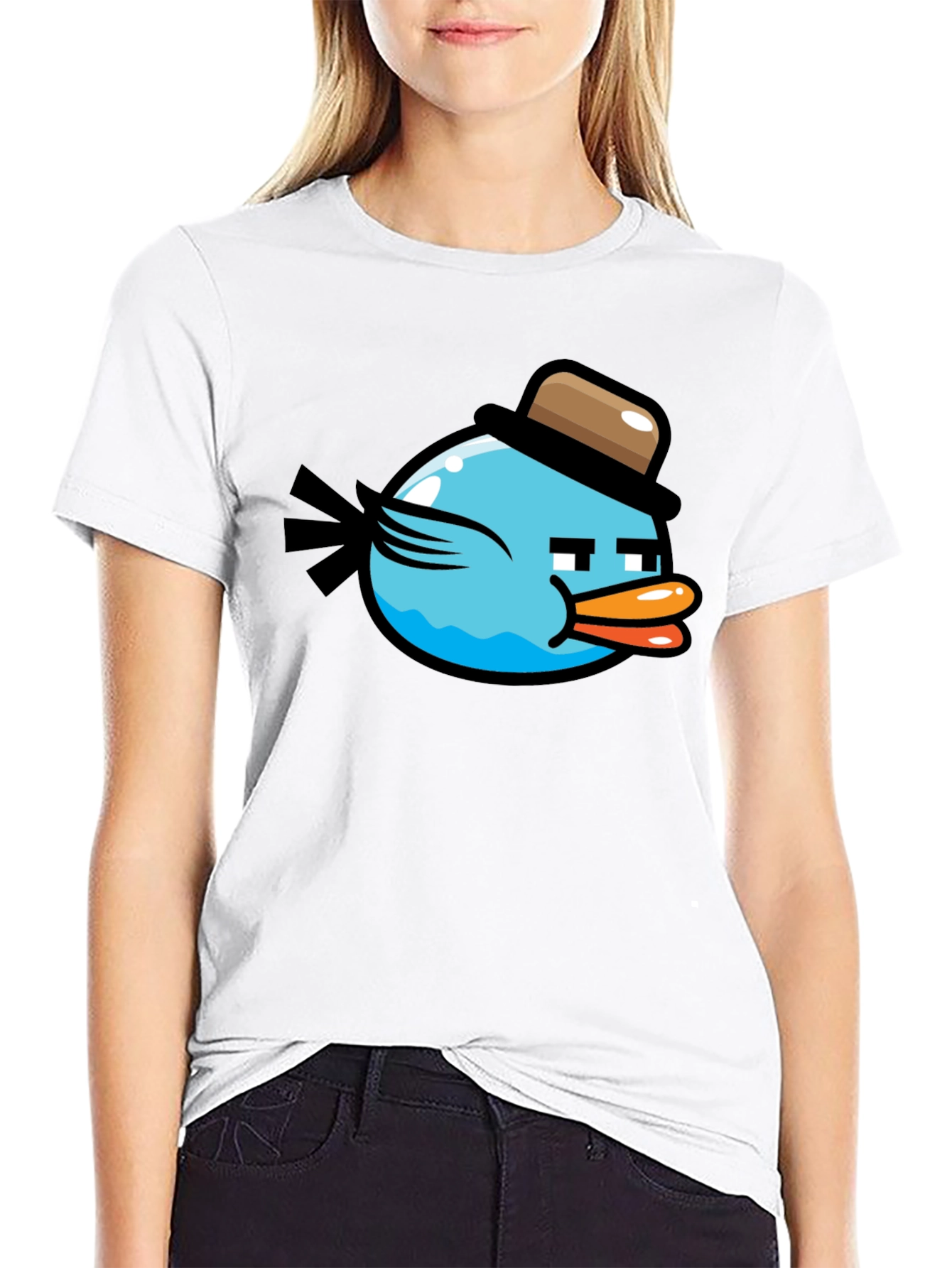 Funny Blue Bird Graphic T-Shirt