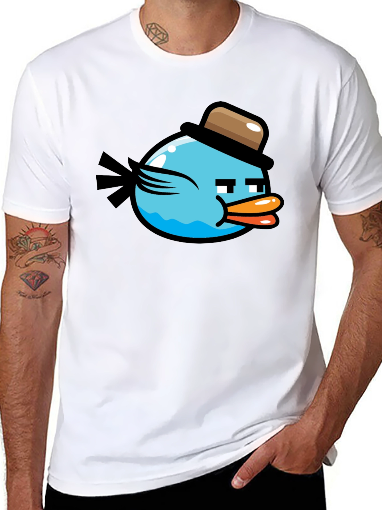 Funny Blue Bird Graphic T-Shirt