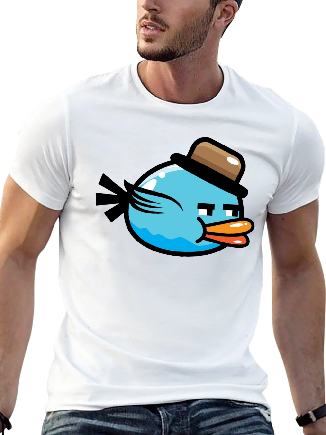 Funny Blue Bird Graphic T-Shirt