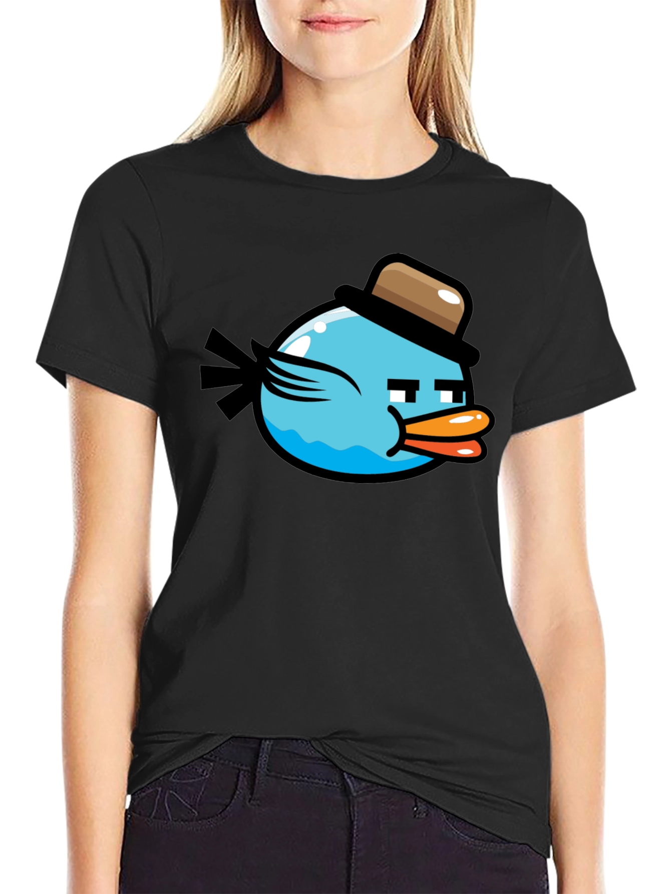 Funny Blue Bird Graphic T-Shirt