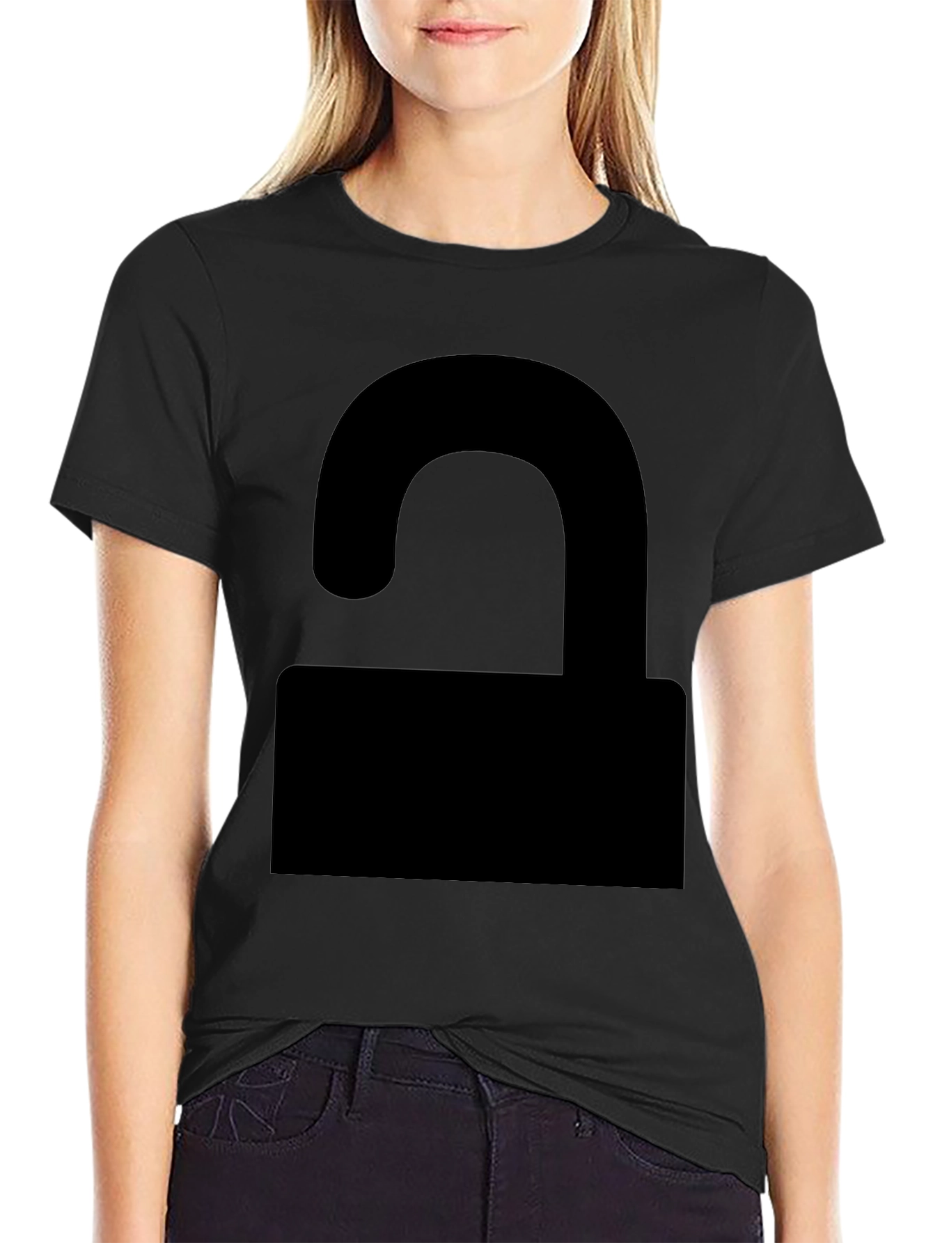 Black Unlock Symbol Graphic Tee