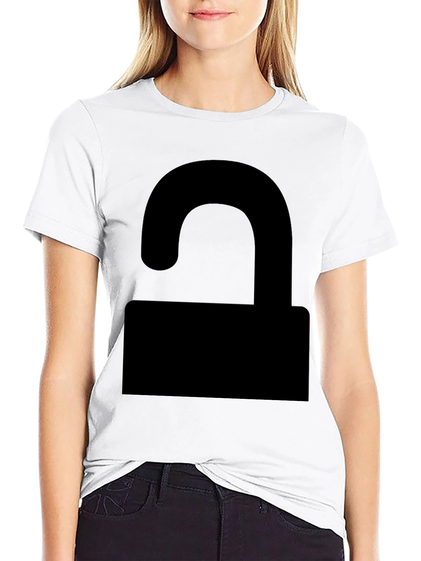 Black Unlock Symbol Graphic Tee