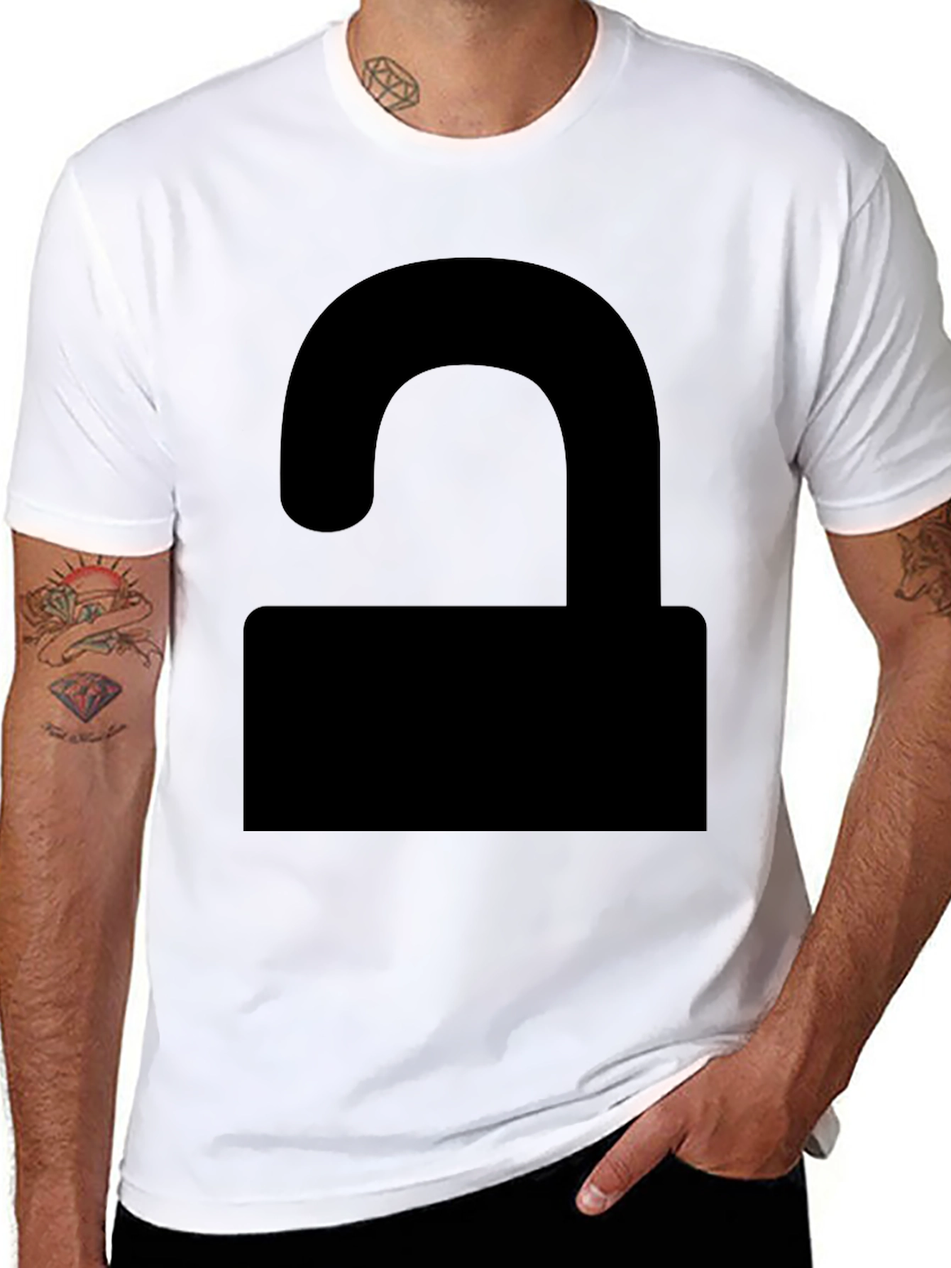 Black Unlock Symbol Graphic Tee