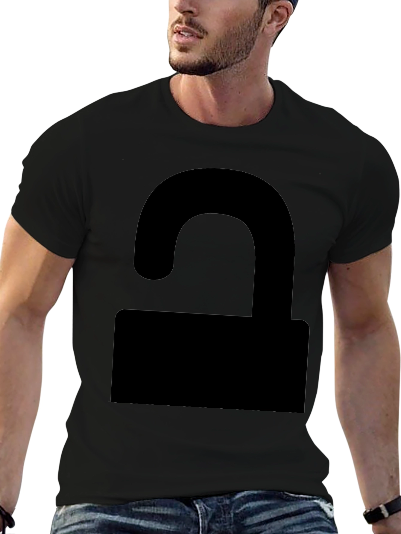 Black Unlock Symbol Graphic Tee