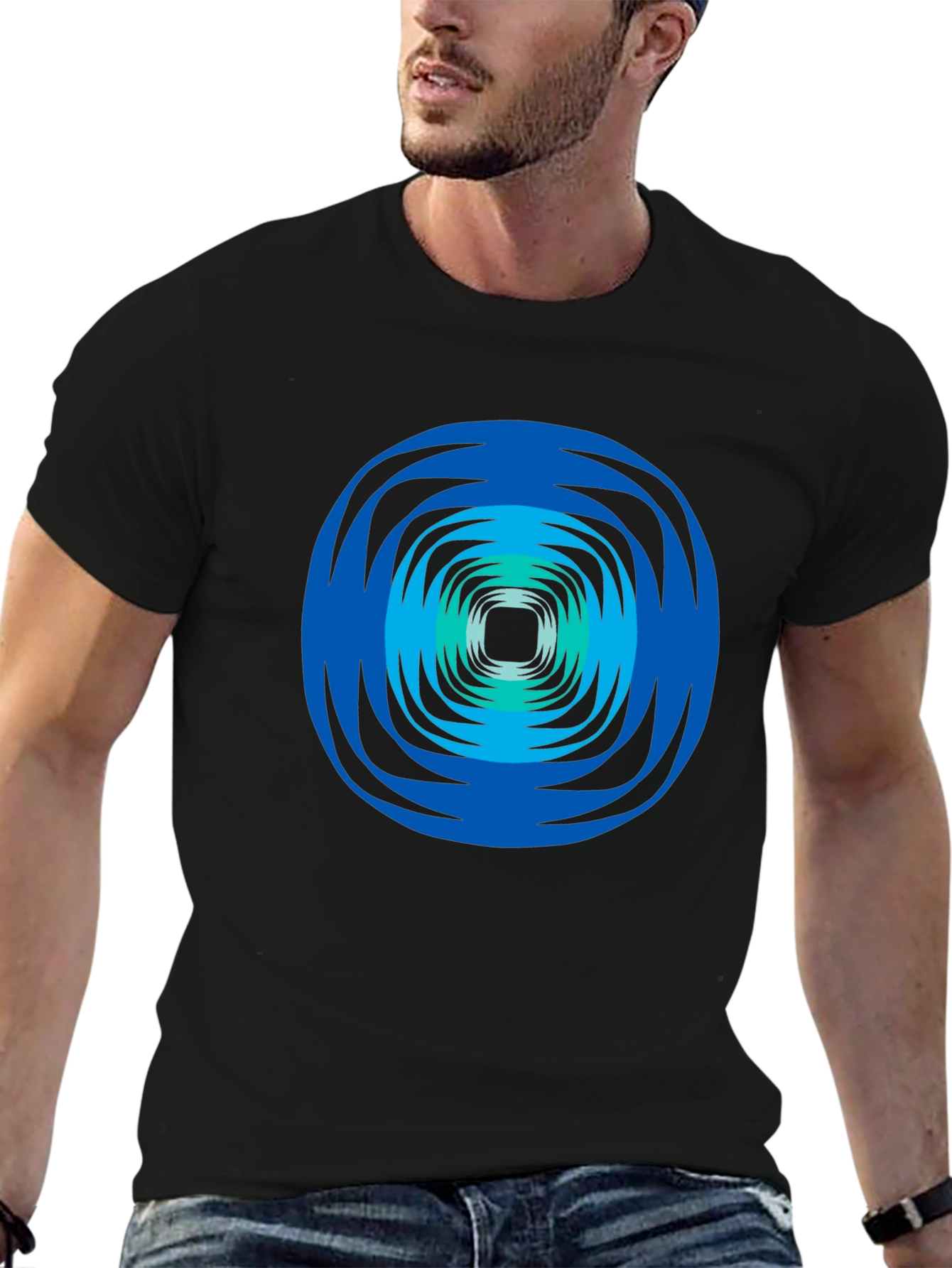 Abstract Swirl Graphic Tee - Black