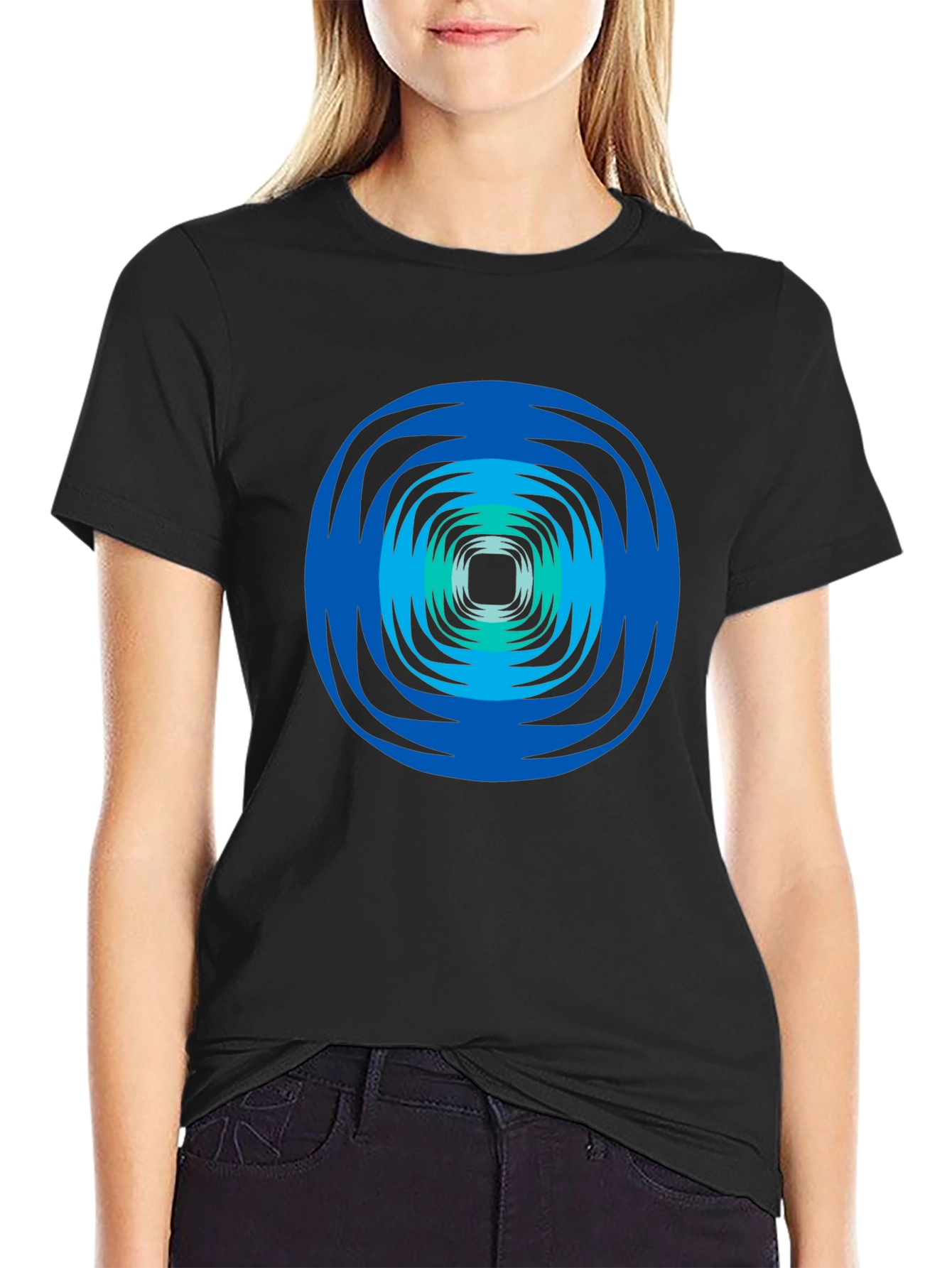 Abstract Swirl Graphic Tee - Black