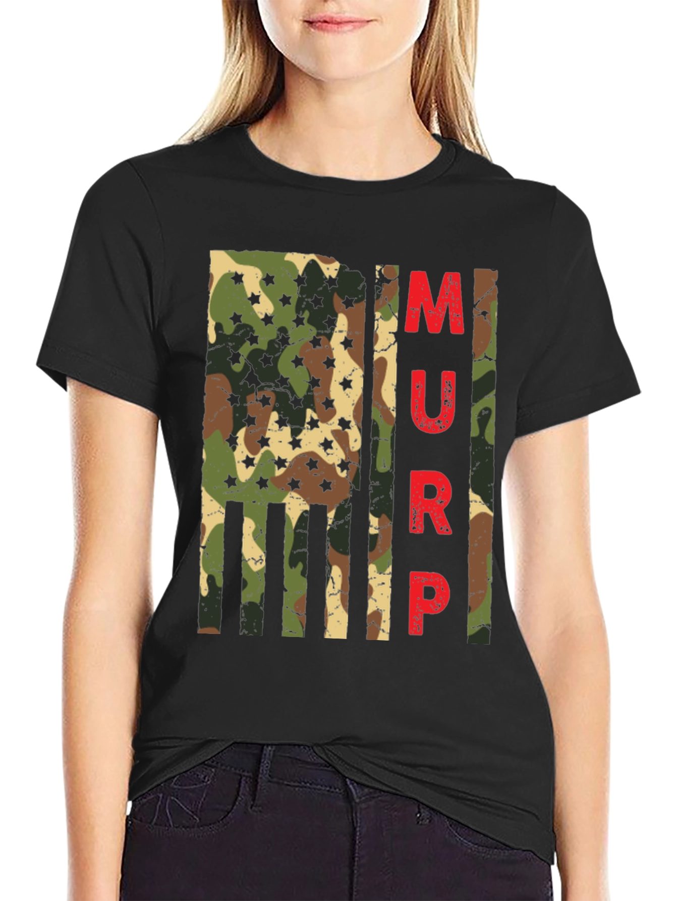 MURP Camo Flag Graphic Tee - Patriotic Style