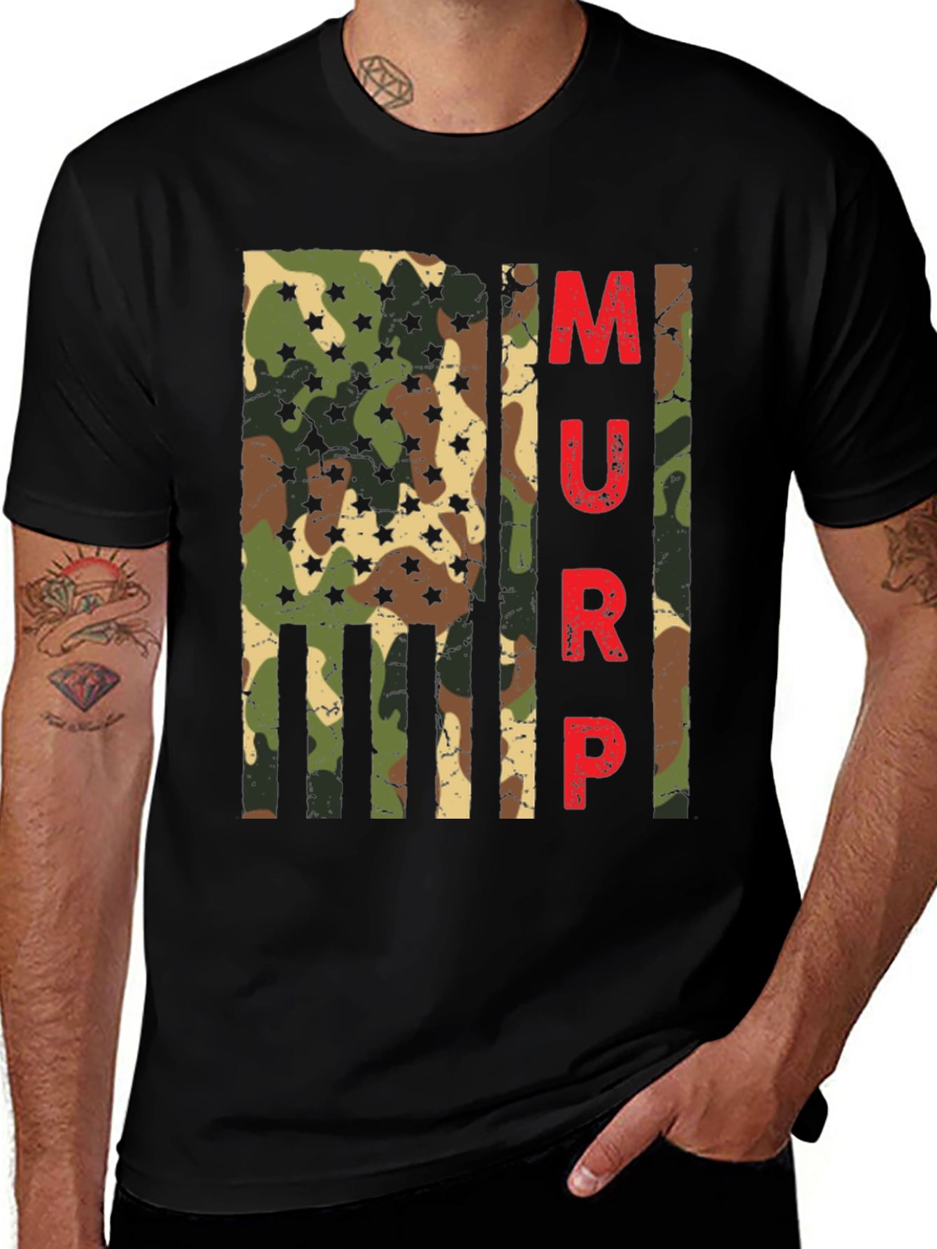 MURP Camo Flag Graphic Tee - Patriotic Style