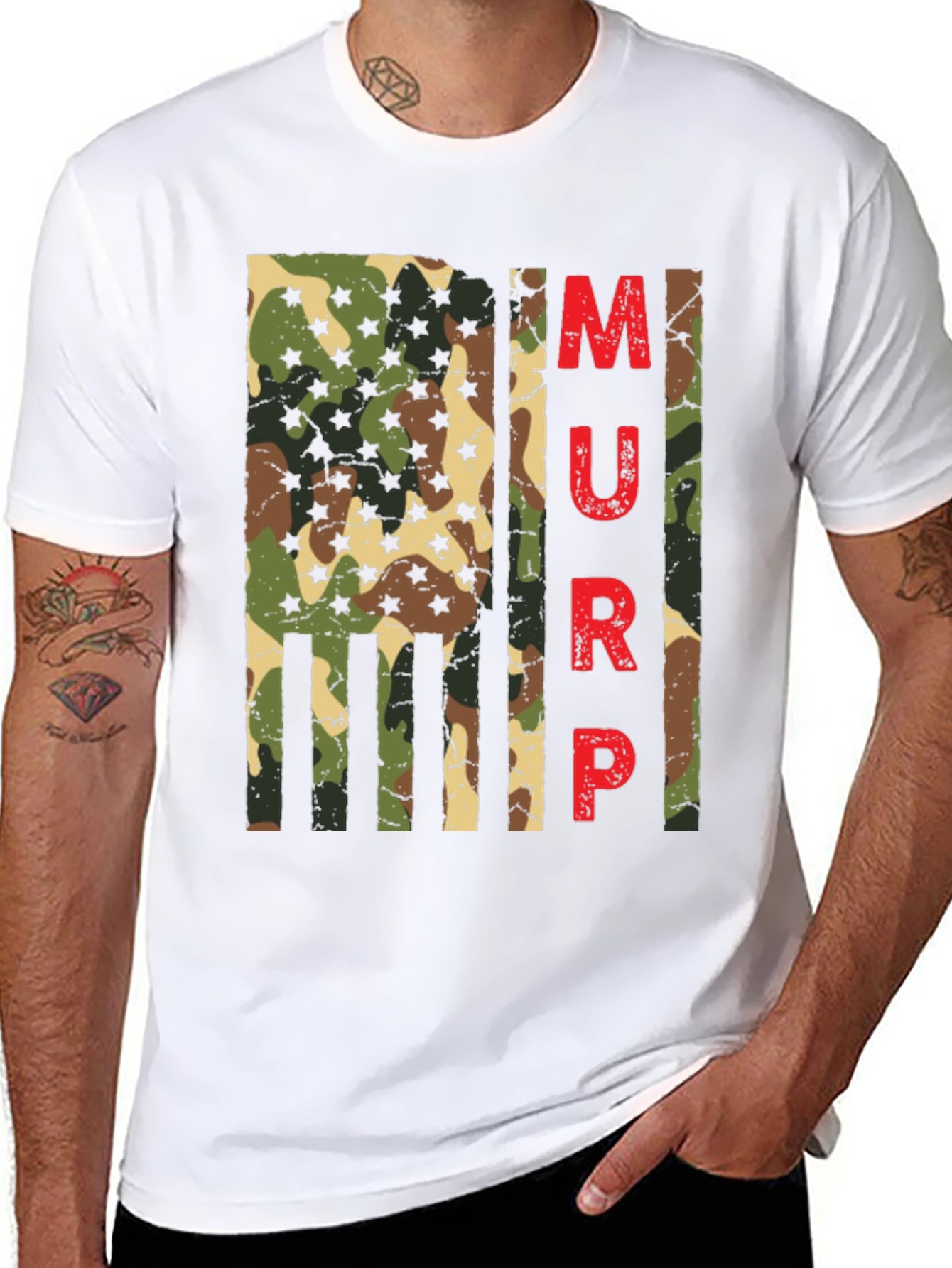MURP Camo Flag Graphic Tee - Patriotic Style