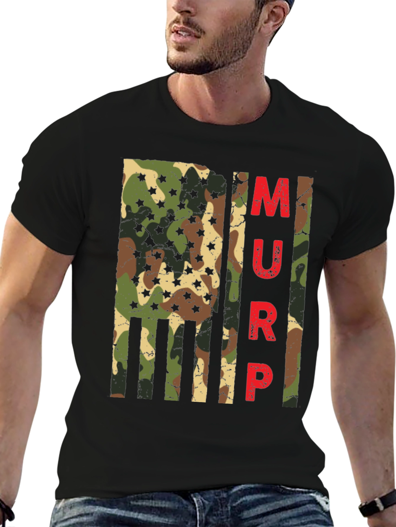 MURP Camo Flag Graphic Tee - Patriotic Style