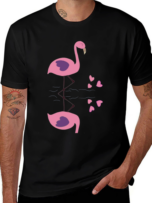 Flamingo Reflection Graphic Tee - Black