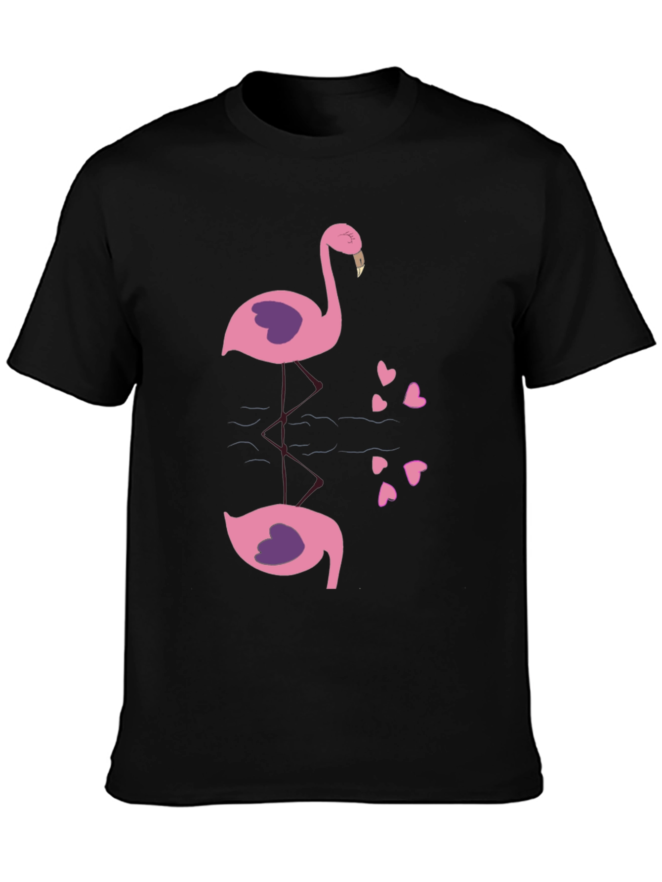 Flamingo Reflection Graphic Tee - Black
