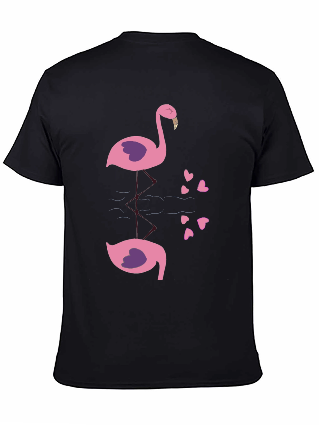 Flamingo Reflection Graphic Tee - Black