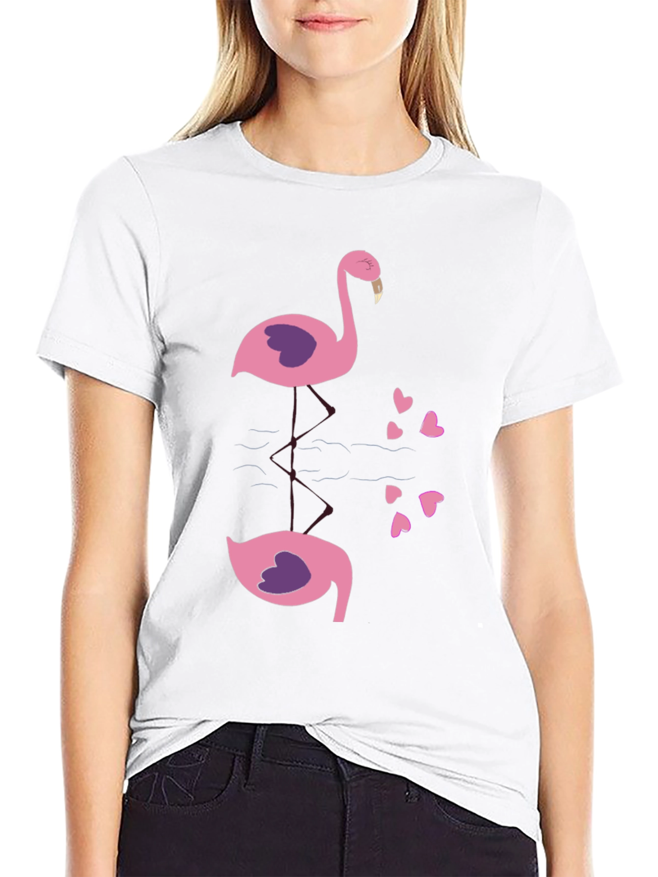 Flamingo Reflection Graphic Tee - Black