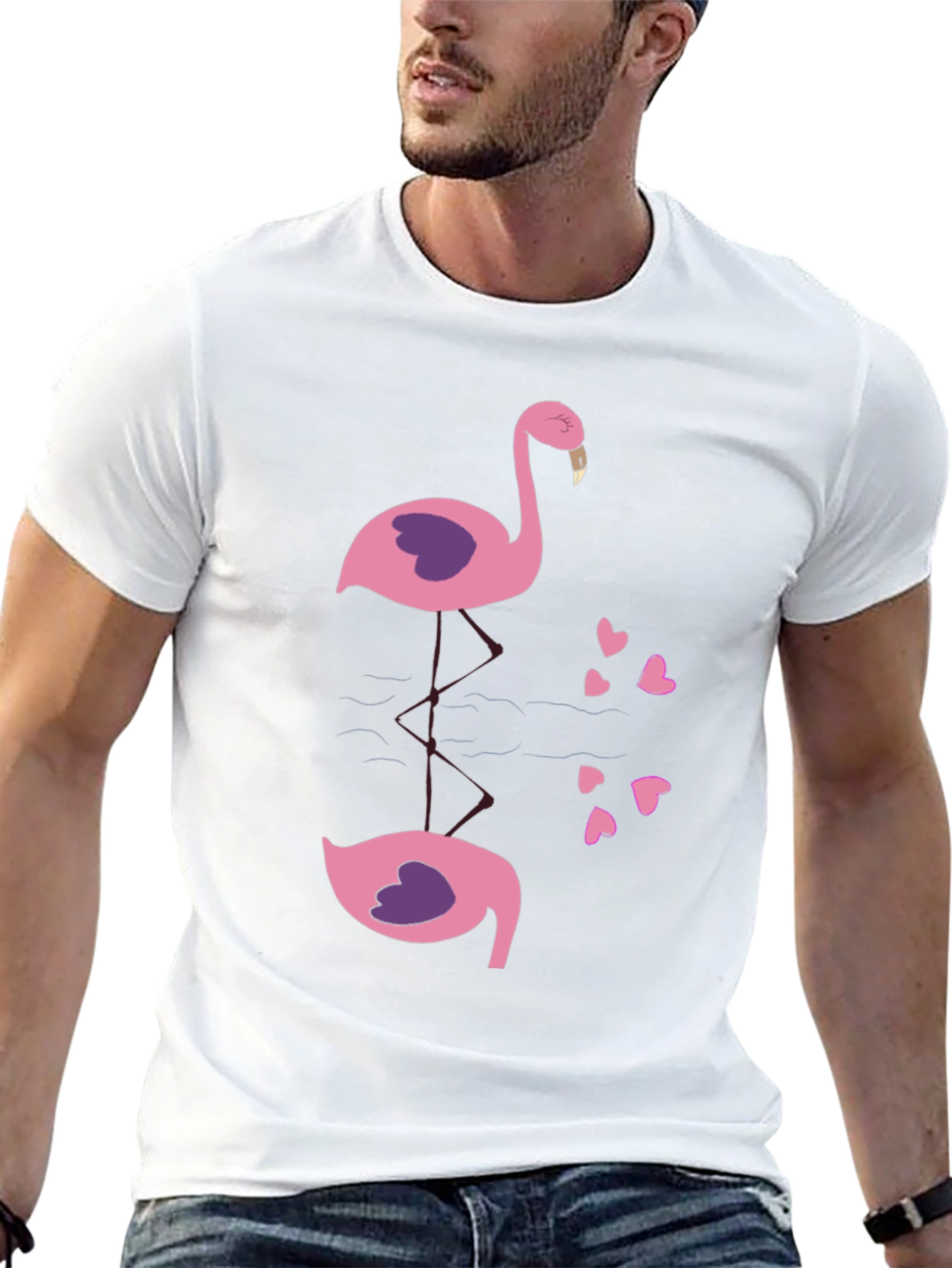 Flamingo Reflection Graphic Tee - Black
