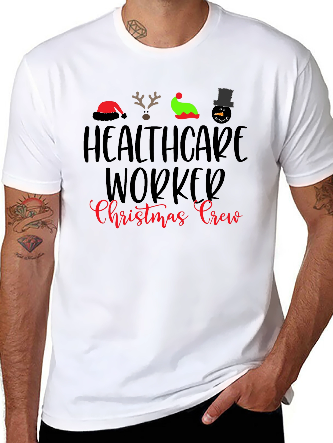Healthcare Worker Christmas Crew T-Shirt