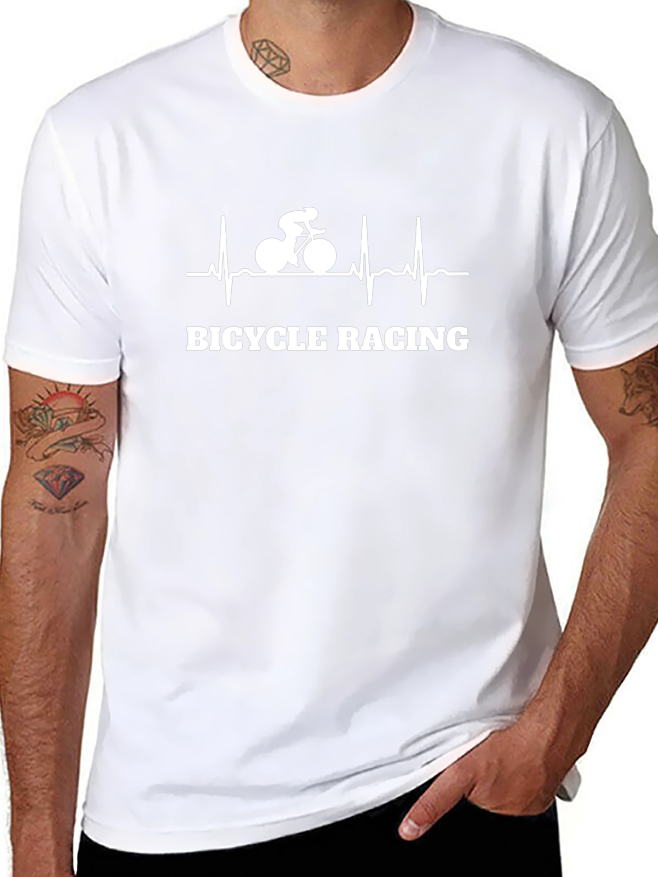 Bicycle Racing Heartbeat Graphic T-Shirt