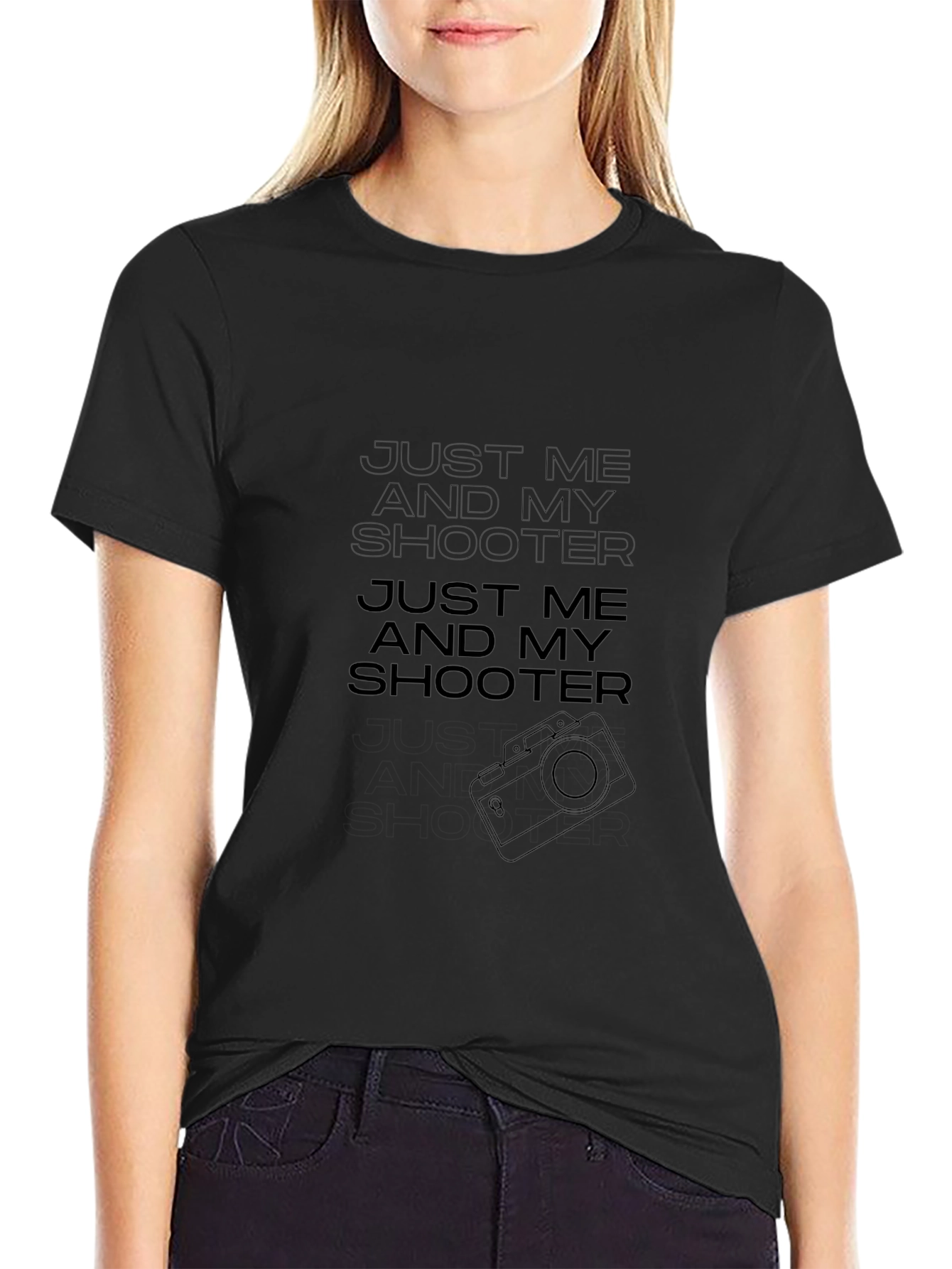 Just Me and My Shooter Black Graphic Tee
