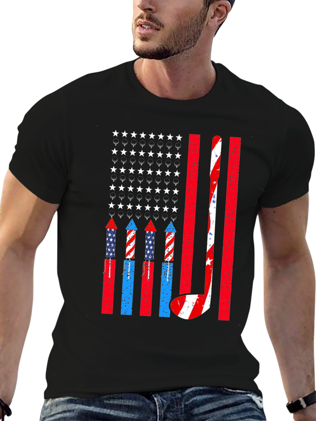 Patriotic Hockey USA Flag T-Shirt