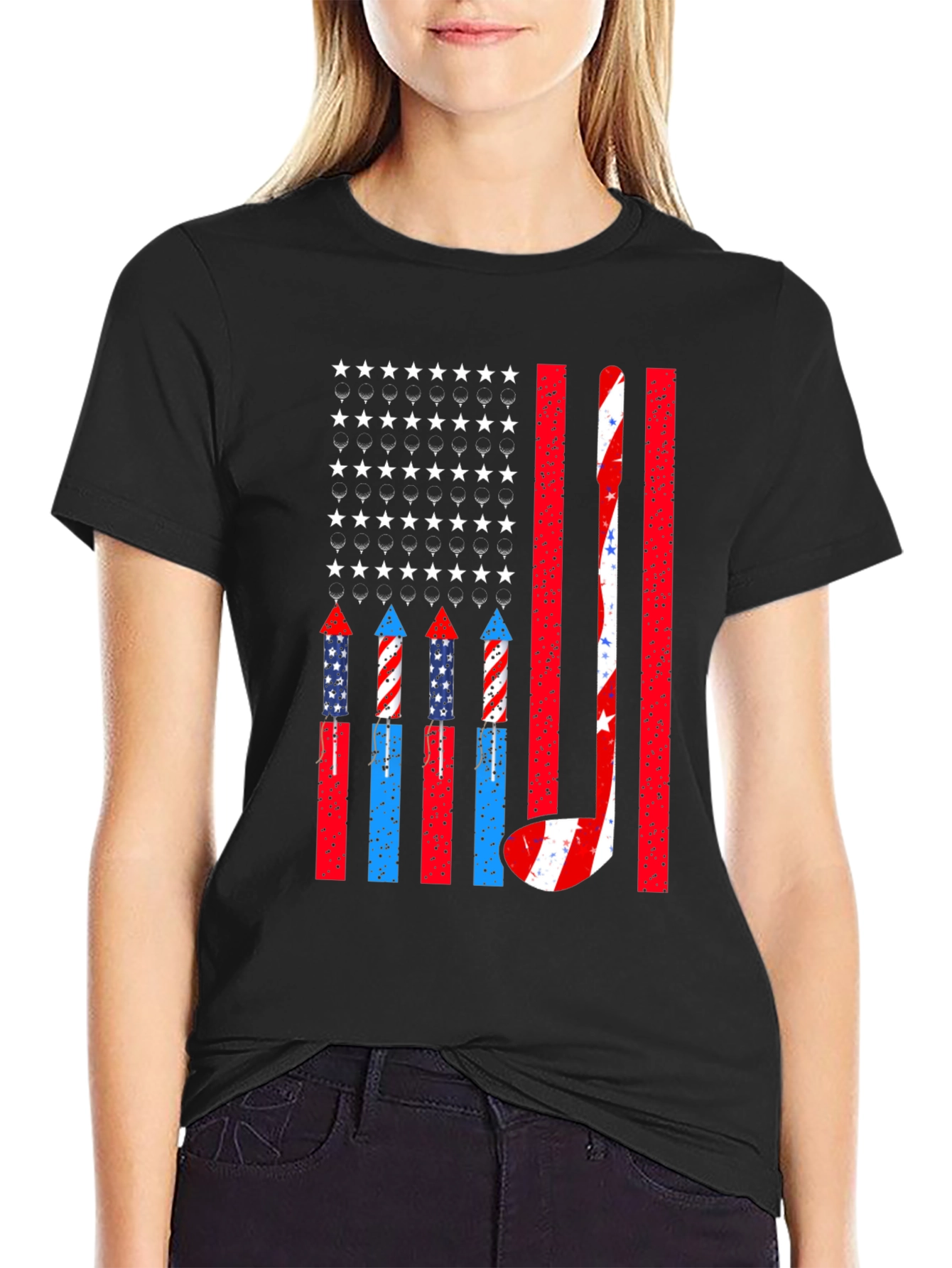Patriotic Hockey USA Flag T-Shirt