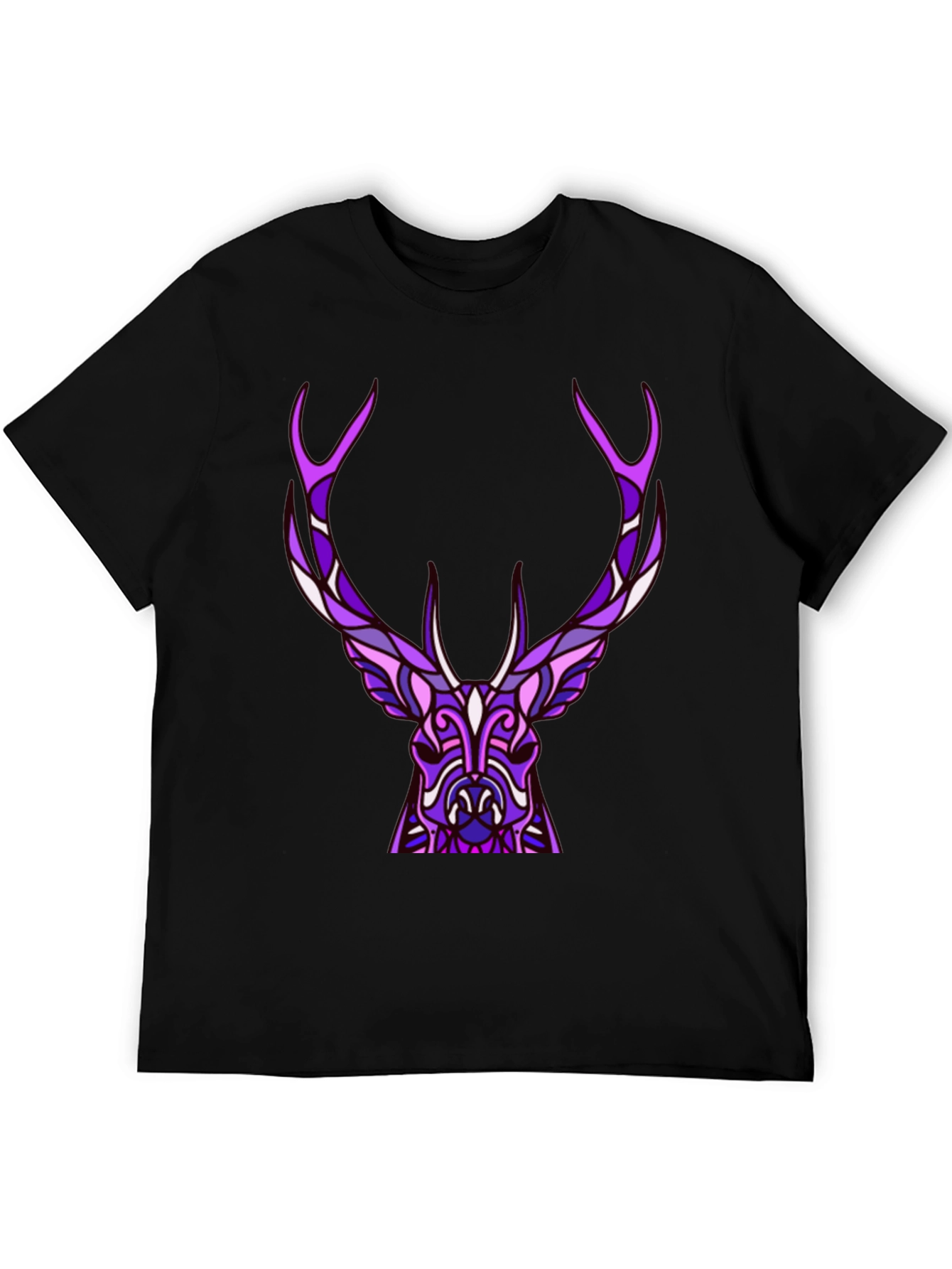 Abstract Deer Graphic Tee - Black