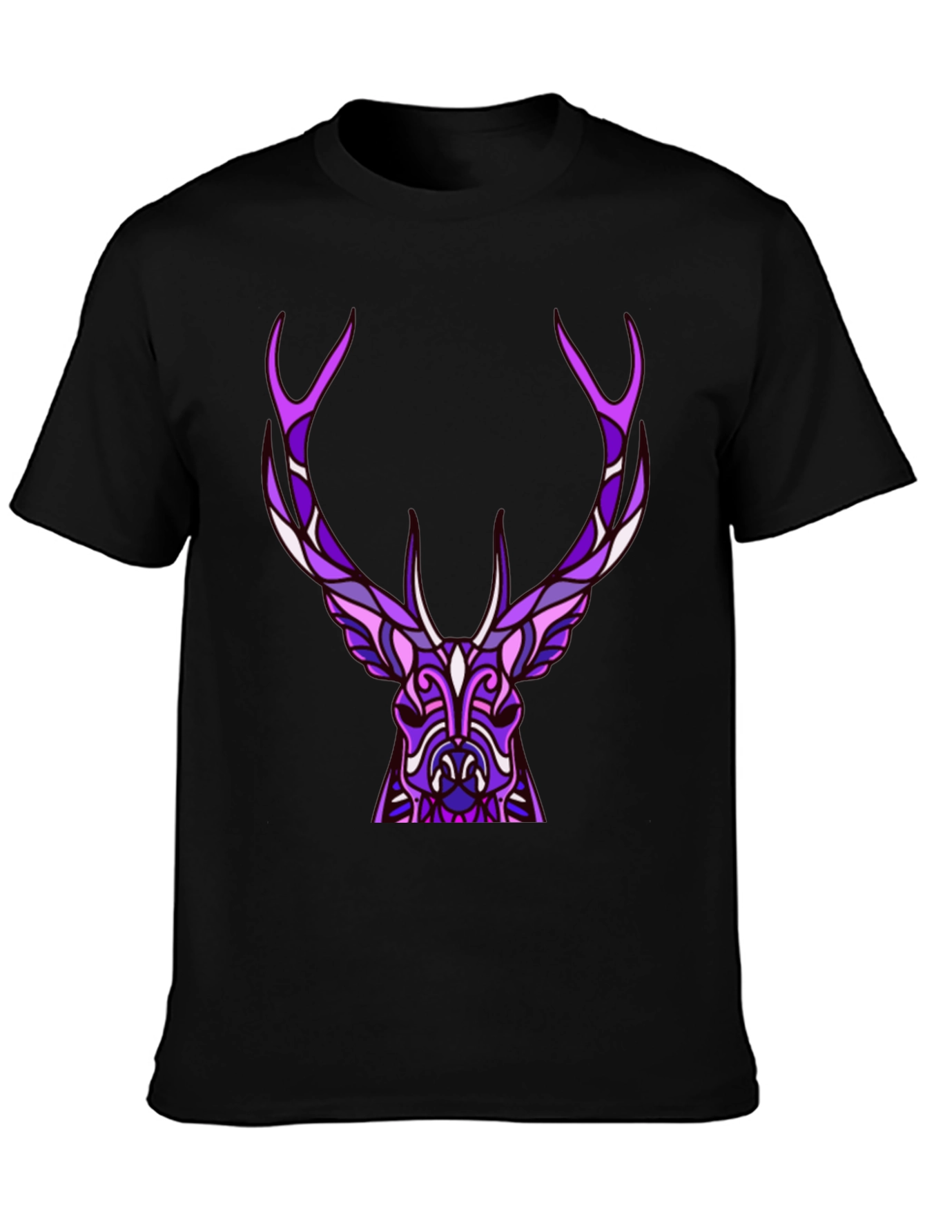 Abstract Deer Graphic Tee - Black