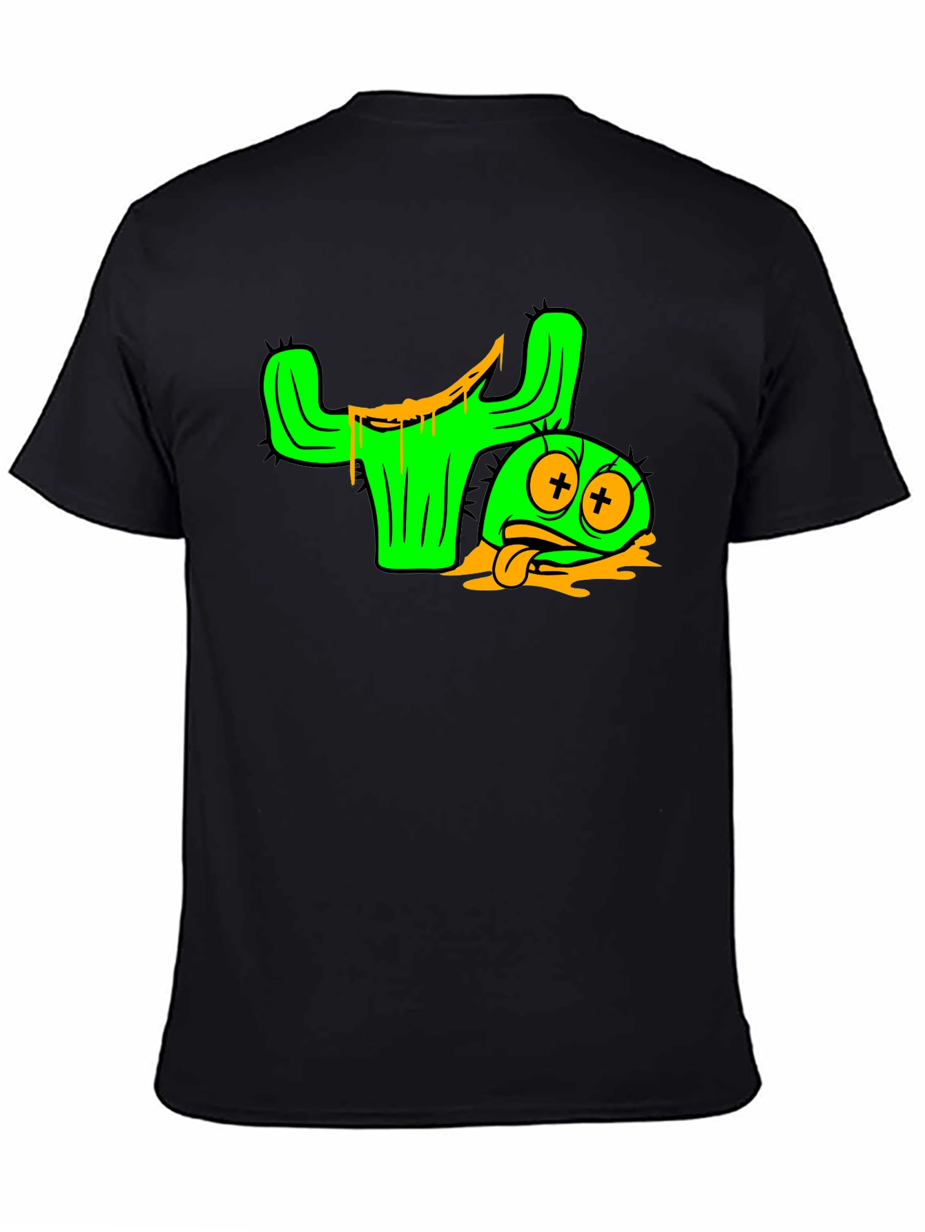 Cactus Character Graphic Tee - Black Cotton Blend