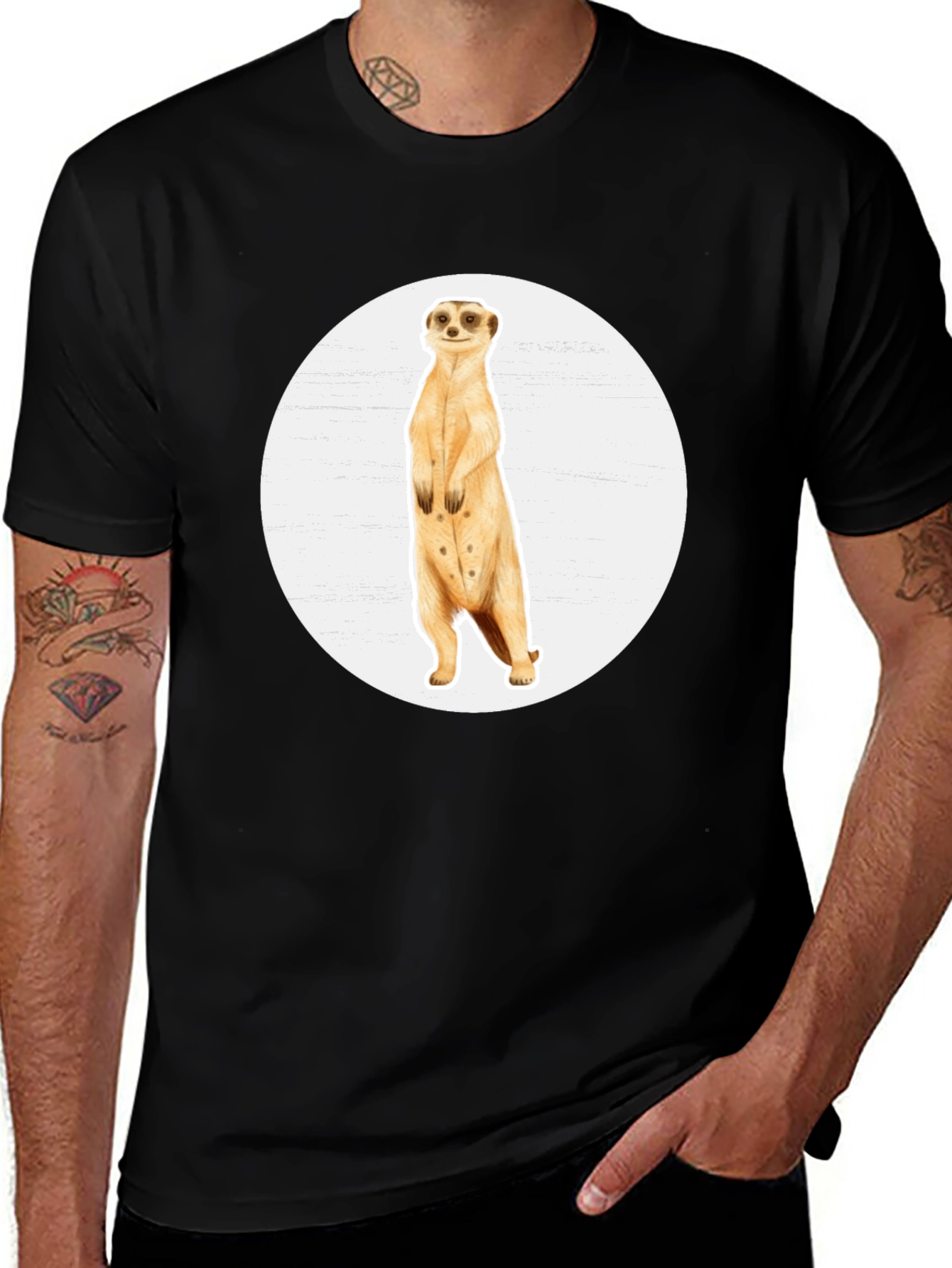 Meerkat Graphic Tee - Black Cotton T-Shirt