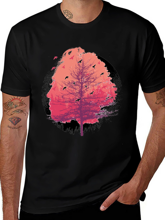 Nature Face Tree Black T-Shirt
